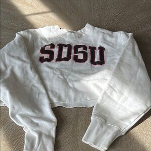 White SDSU Cropped Sweatshirt